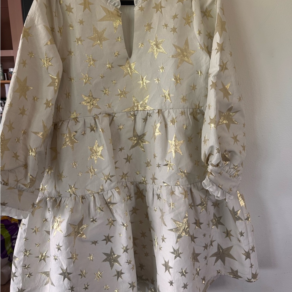 Sister Jane White Dress with Gold Stars